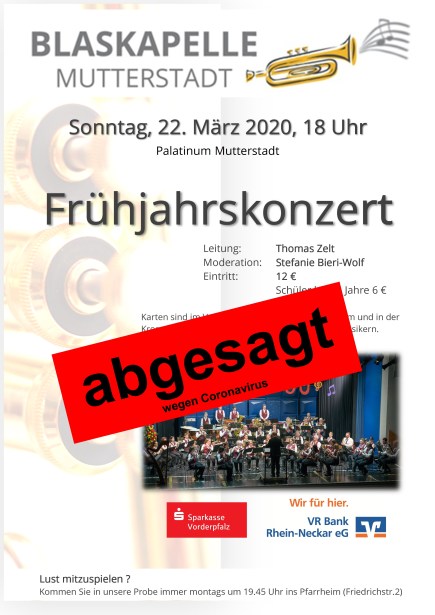 Plakat Konzert 2020 mit Absage